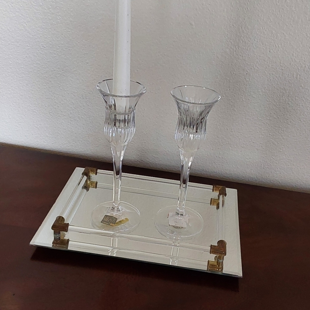 Mikasa Icicle Elegant‎ Glass Candle Holders Set Of 2